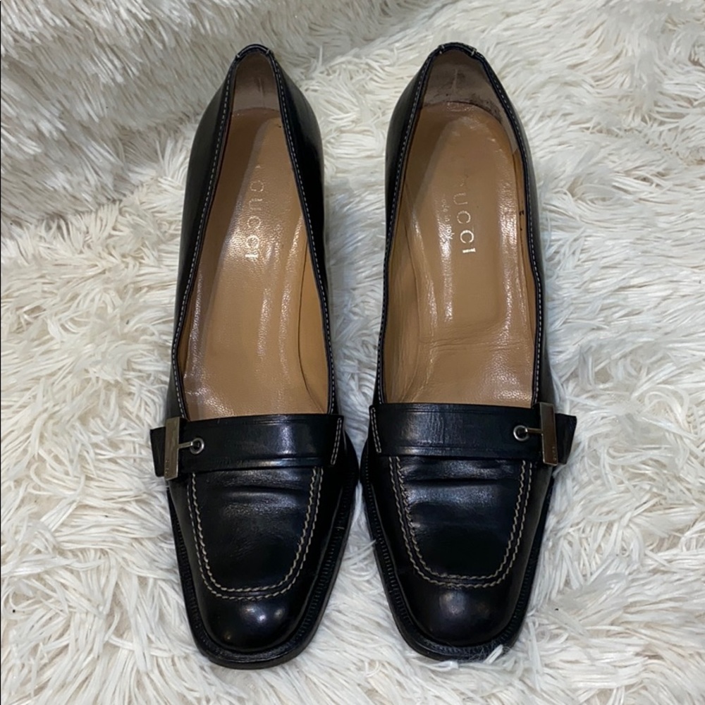 Gucci Mocassino Pelle Guar Loafer Block 3.5” Heels